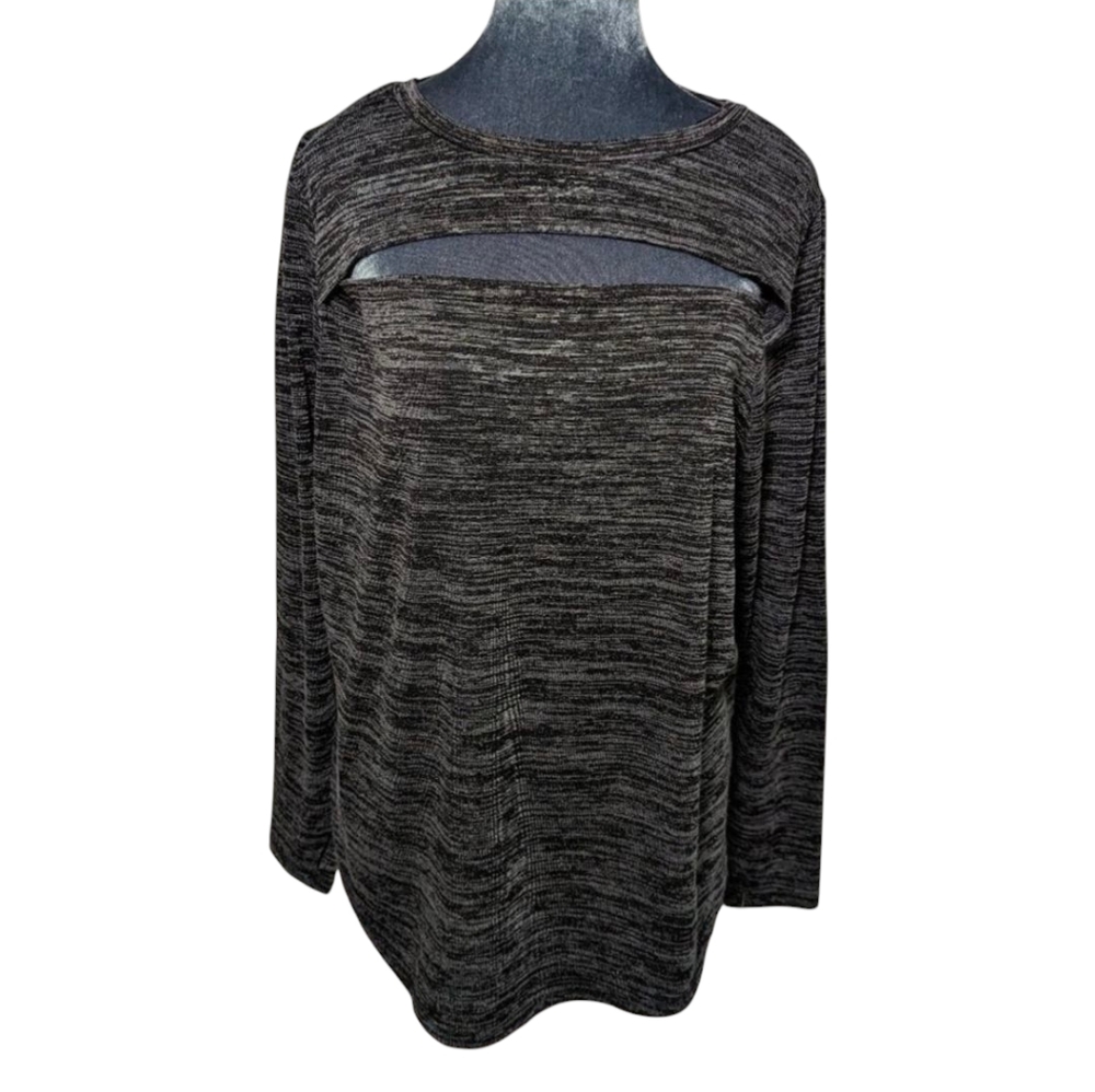 Juicy Couture Grey Heather  Space Dye Cut Out Top Size 0X